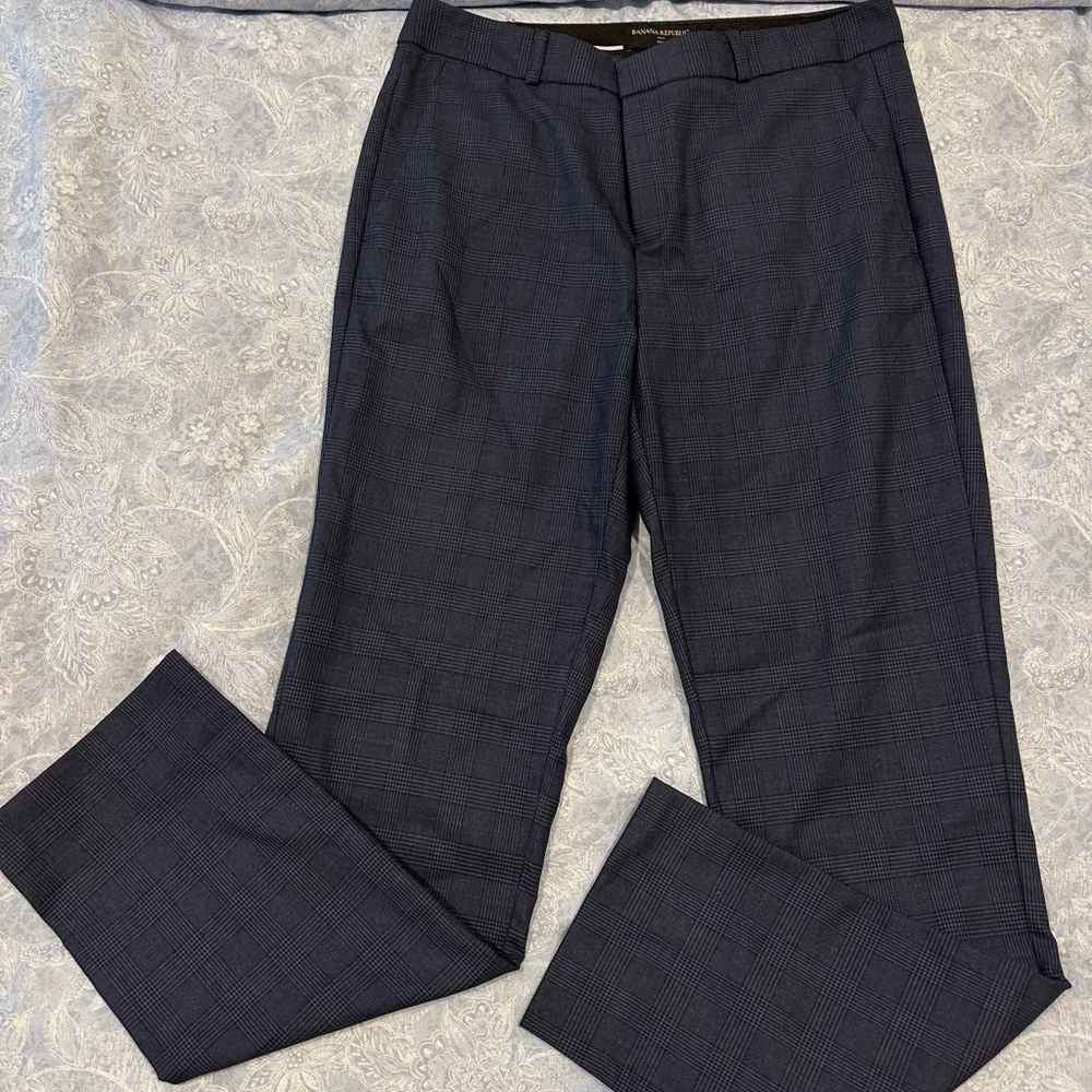Banana Republic Blue Checkered Trousers